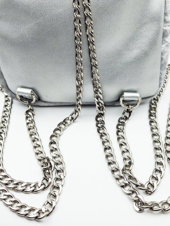 Laurel DeWitt Silver Crushed Velvet Mini Backpack - Goth/Y2K main image 5